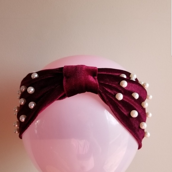 Women's Velvet headwrap hair band burgundy nwt - Picture 2 of 4